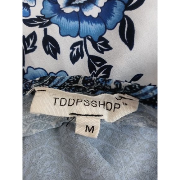 TDDPSSHOP Women's Floral Boho Blouse With Tassle Size Medium - Picture 4 of 6